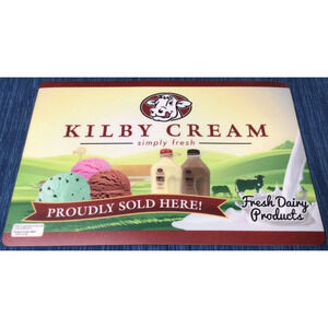 Kilby Cream Cow Milk Dairy Farm Store Advertising Counter Mat Ad Sign 888A